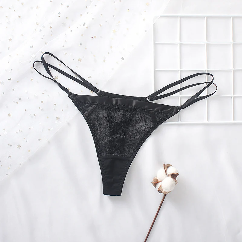 black SP& CITY, модные, сексуальные, открытые, стринги, женское Прозрачное нижнее белье, кружевные, Роскошные, сексуальные трусики, стринги, промежность, хлопковые трусы, нижнее белье - Цвет: black