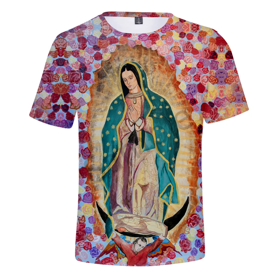 Our Lady of Guadalupe 2018 летние футболки с 3D принтом женские/мужские модные коротким