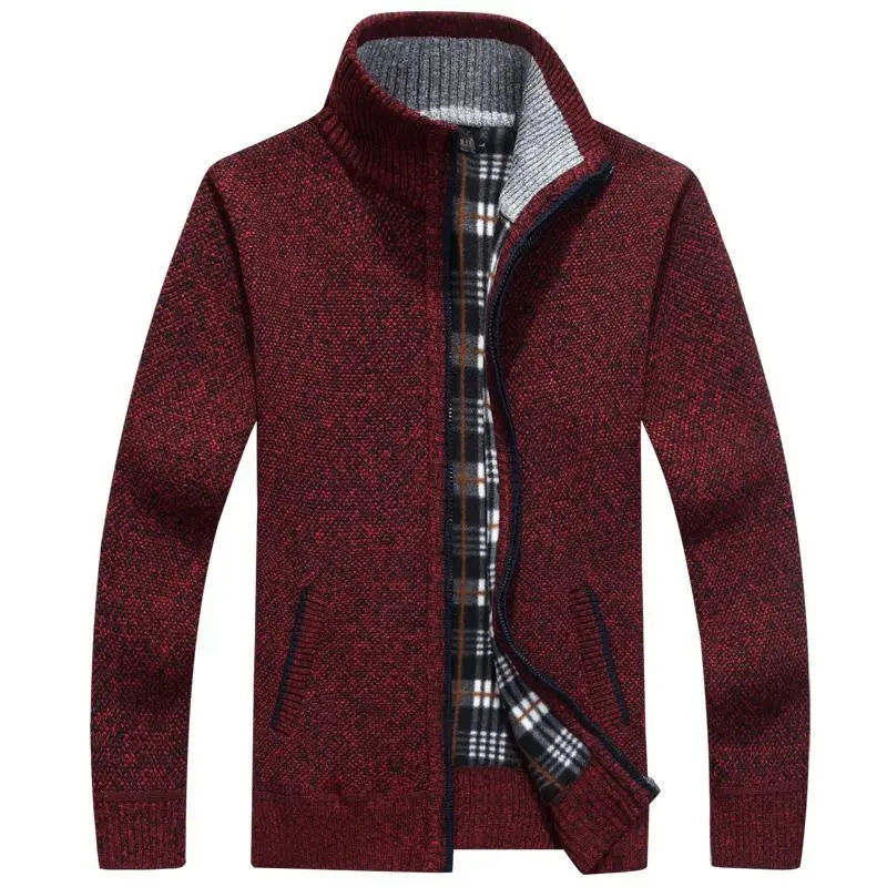 

Men's Jacket Autumn Spring Winter Standing Collar Wool Zipper Coat Pullover Male Casual Knitwear Sweaters Outwear