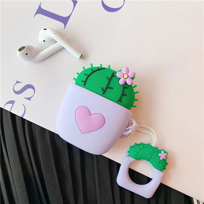 Симпатичный красивый чехол для беспроводной Bluetooth-гарнитуры С КАКТУСОМ Apple AirPods 2