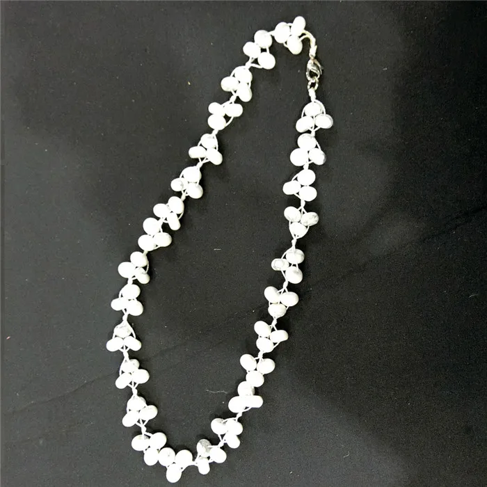 White Turquoise 3 шт./партия натуральный кварцевый камень синий Crazy Agates ручной цветной эльф чокер крутящий момент энергетическое лечение бисером ожерелье воротник бесплатно - Окраска металла: White Turquoise