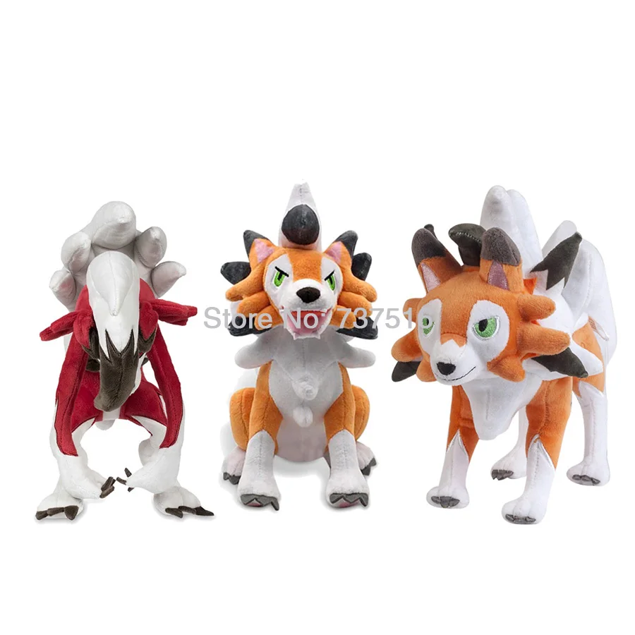 Lycanroc 3 of Set Новые мягкие животные солнце и луна Lycanroc Полночь полудня Сумерки мечта формы плюшевые мягкие куклы детские игрушки-персонажи 9-10 дюймов подарок - Цвет: Lycanroc 3 of Set
