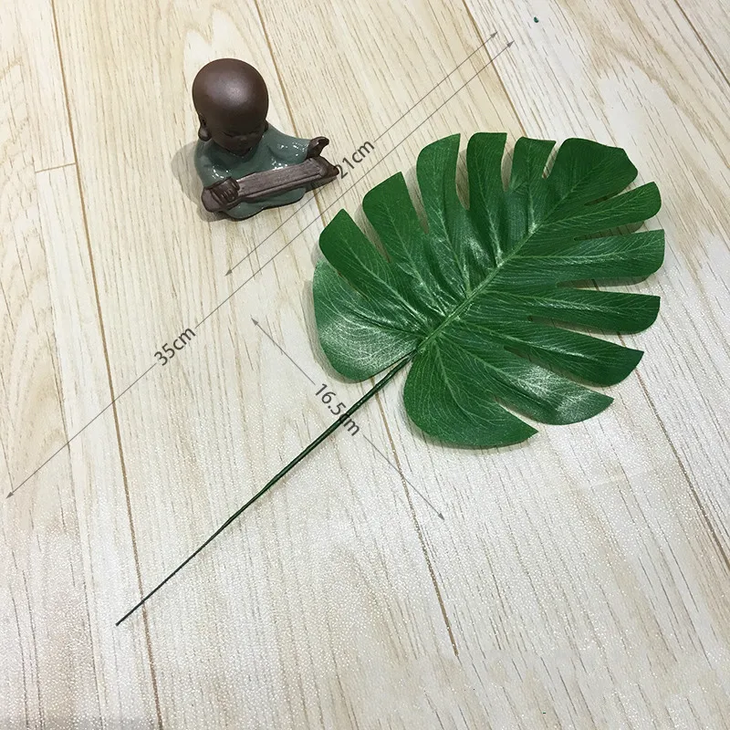 green 21cm 1 шт. искусственные листья тропические Пальмовые Листья Имитация листьев для свадьбы Гавайские Луау тематические вечерние украшения для дома и сада - Цвет: green 21cm