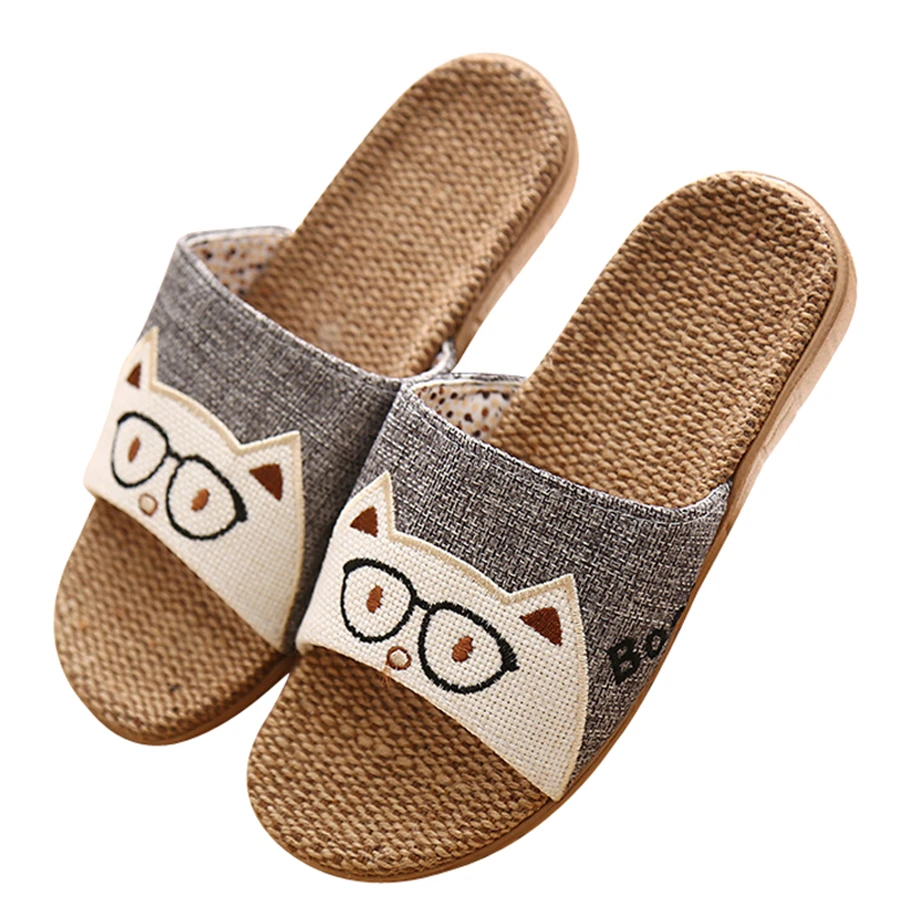 Новинка 2017 нескользящие домашние тапочки высокого качества льняные мужские