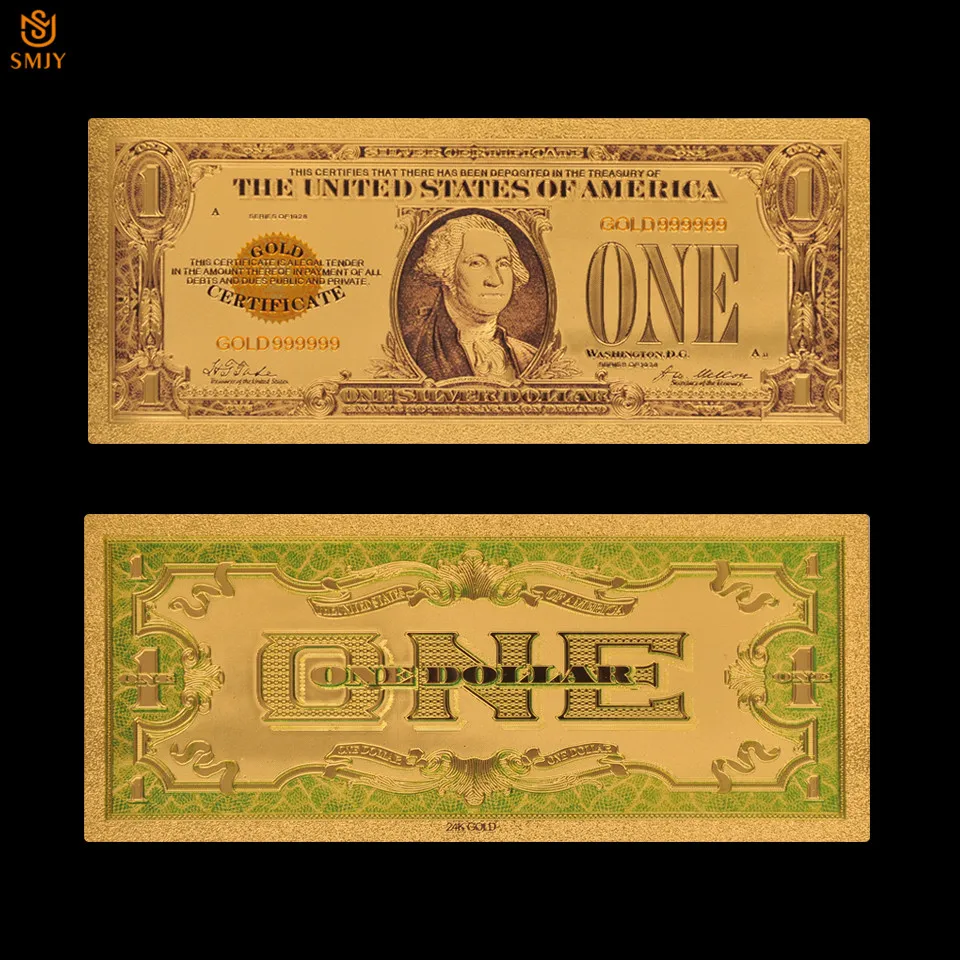 

Best Selling Products US Dollar Money 1 dollar 24k Gold Plated Fake Currency Paper Banknote Collections