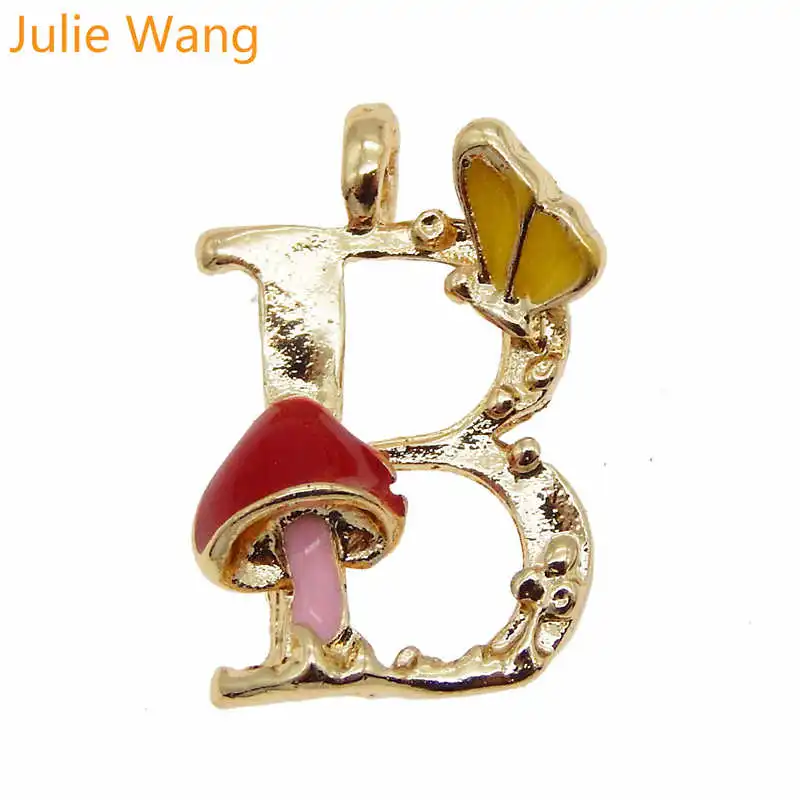 Julie Wang, 6 шт., золотой тон, A-Z, 26 букв, эмаль, красочные афабецы, подвески, ожерелье, подвеска, серьги, сделай сам, аксессуары для изготовления ювелирных изделий - Окраска металла: B