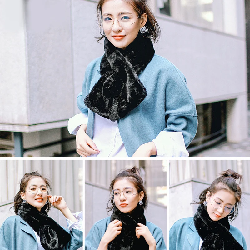 1 шт. зимний теплый однотонный плюшевый шарф для девочек Sunday Angora Yarns осенняя