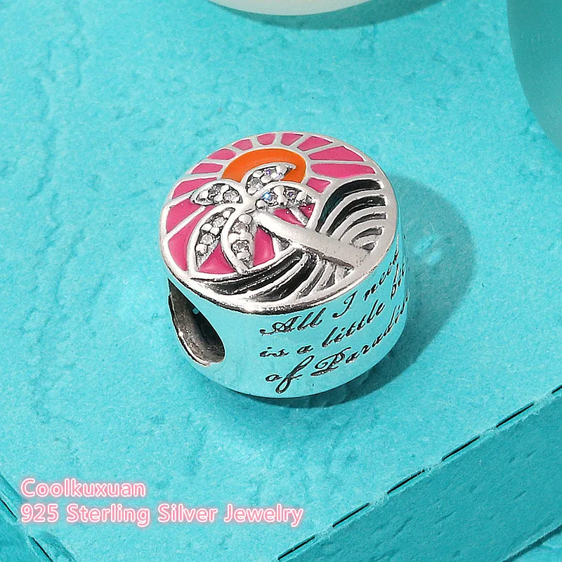 Летние разноцветные эмалированные бусины-подвески в виде тропического заката