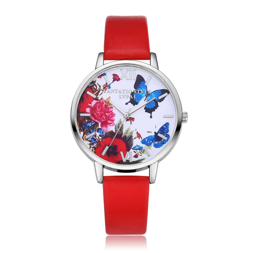 

Hot Sale LVPAI Luxury Brand Women Leather Butterfly Watches Women Quartz Wristwatch Clock Ladies Watches Dress Clock Gift Q