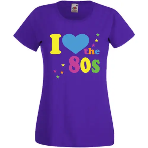 Ladyfit Женская I Love The 80's сексуальная ретро футболка с сердцем нарядное платье