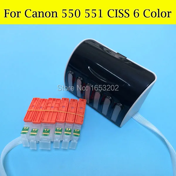 6 цветов/комплект система СНПЧ для Canon PGI550 CLI551 550 551 551GY MG6350 плоттер с трубкой |