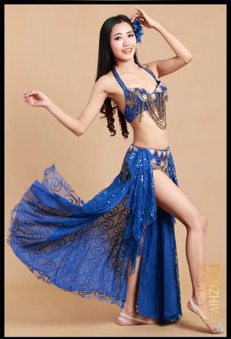 Bellydance oriental Belly Indian gypsy dance dancing costume costumes clothes bra belt chain scarf ring skirt dress set suit 292 |