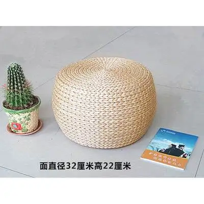 32cm22cm Твердая древесина простая маленькая скамейка соломенная ротанговая круглая для обуви скамейка Подушка табурет домашний диван скамейка барный стул - Цвет: 32cm22cm