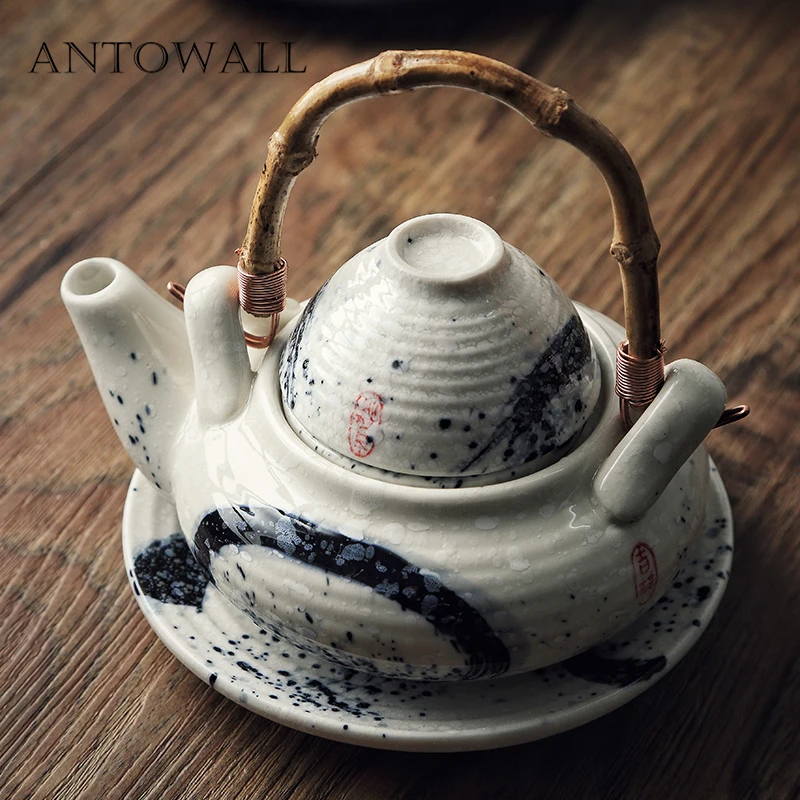 ANTOWALL, китайский стиль, керамический суп из морепродуктов, маленький чайник с чайной чашкой, посуда, для одного человека, для ресторана, чайник, чайный поднос