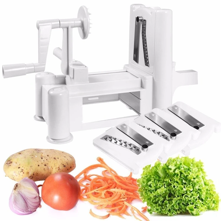 LMETJMA Veggie Spiralizer овощерезка с 3 лезвиями из нержавеющей стали ручной Овощной спиральный слайсер Терка инструменты LK0915A