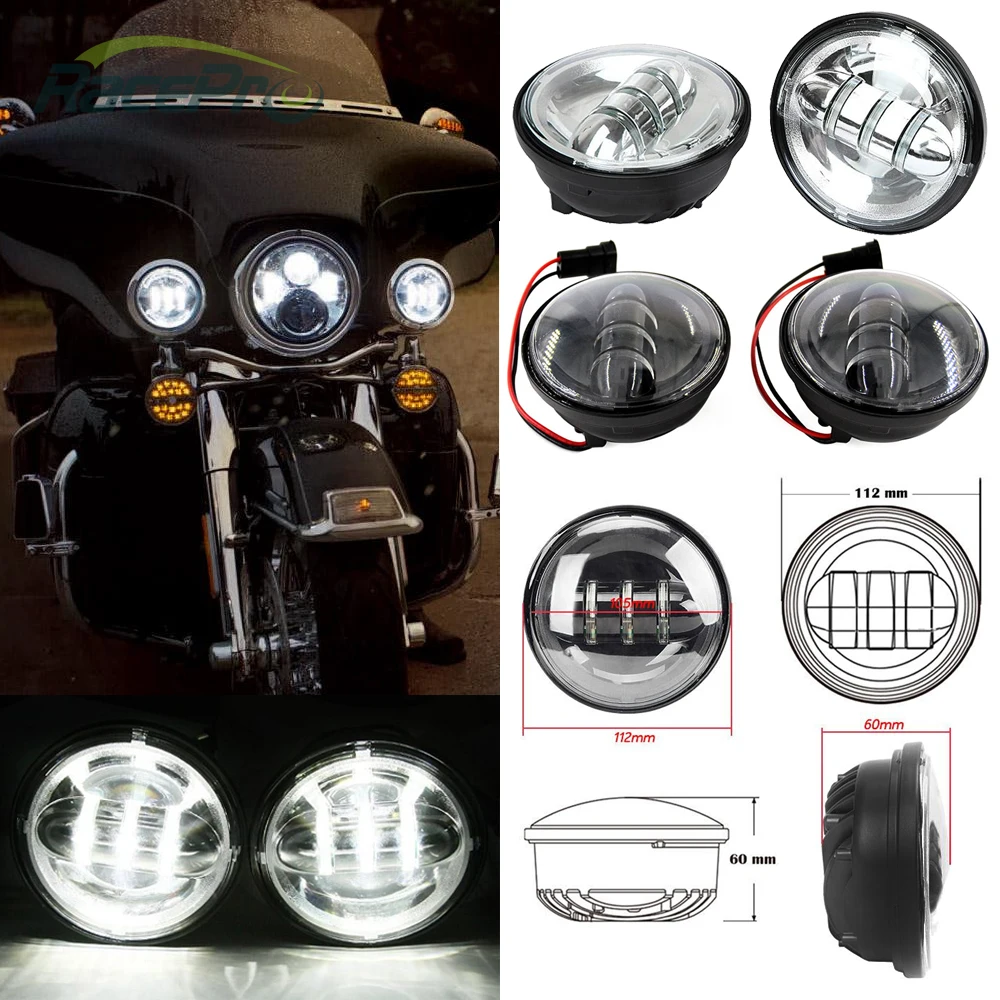2 шт. 4.5 &quotLED вспомогательный пятно туман прохождения свет лампы для Harley Touring Road