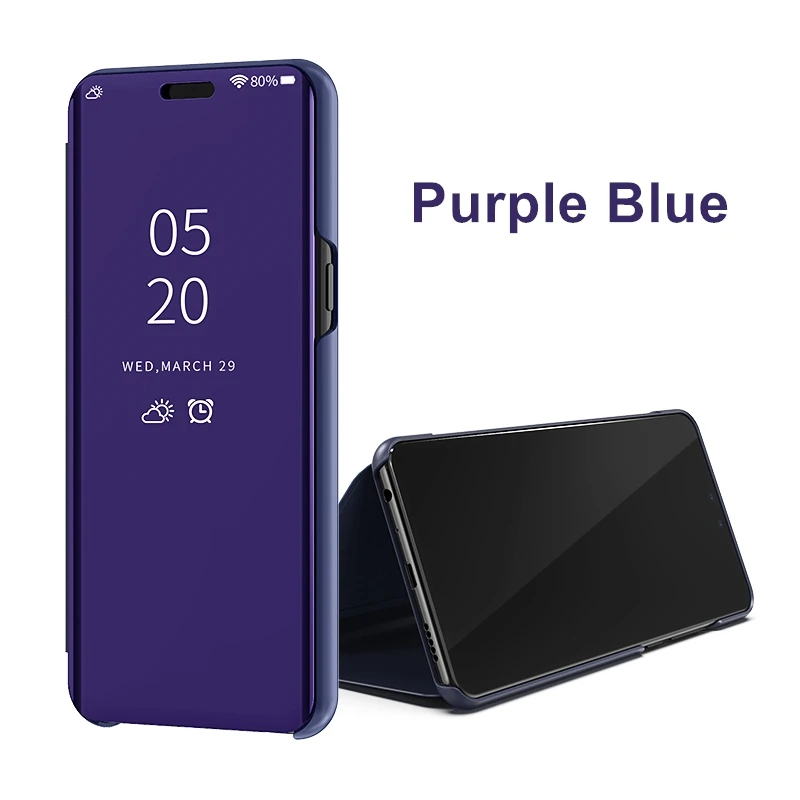 Зеркало Clear View смарт-чехол для samsung Galaxy J3 J5 J7 рro рrime On5 On7 откидная крышка для samsung J3 J4 J6 J7 J8 - Цвет: Purple Blue