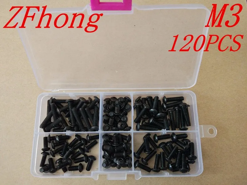 120 шт. ISO7380 Grade10.9 M3* 5/6/8/10/12/16 черный шестигранный Кнопка Шестигранная головка комплекты винтов