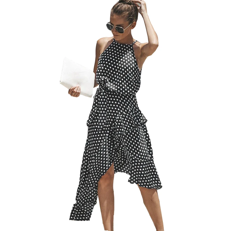 BHplushyee vestidos verano 2018 летнее платье Для женщин Мода Холтер Ruffles вечерние нерегулярные