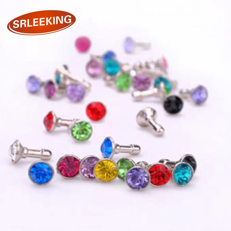 SRLEEKING 10 шт./лот staubstecker Bling Diamond Gem Cap разъем для наушников Анти-сумочка заглушка от пыли 3,5 мм Универсальная вилка смешанных цветов
