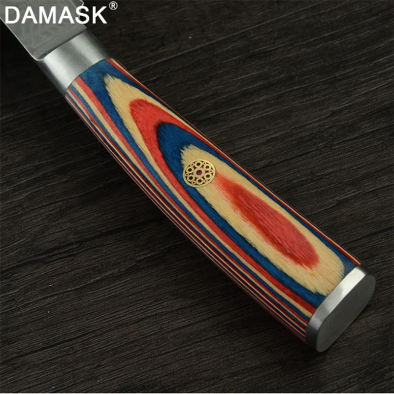 DAMASK Дамасские Ножи японский кухонный нож Pakka Деревянная ручка 67 слоев VG10