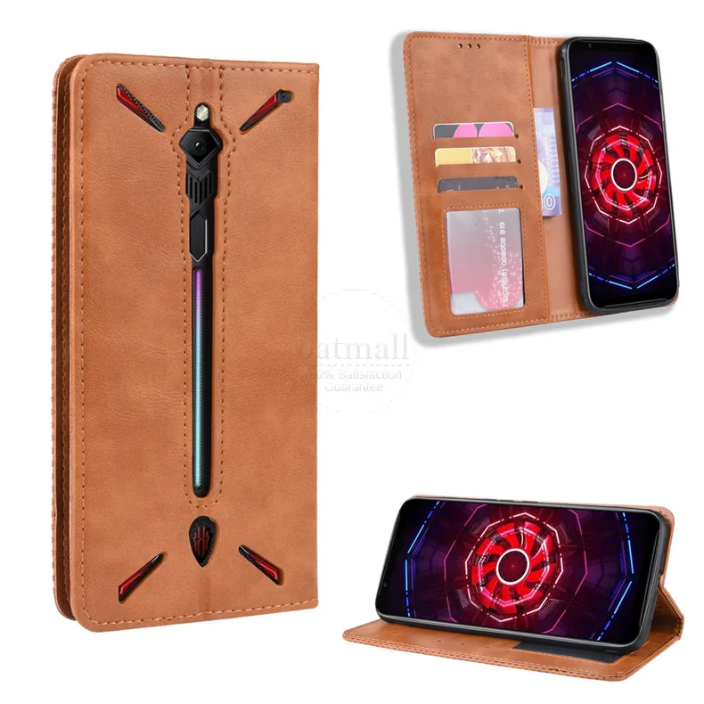 Роскошный Ретро Тонкий магнитная кожа флип чехол для zte Nubia Red Magic 3 3S чехол книжка чехол-подставка мягкий чехол для телефона сумки
