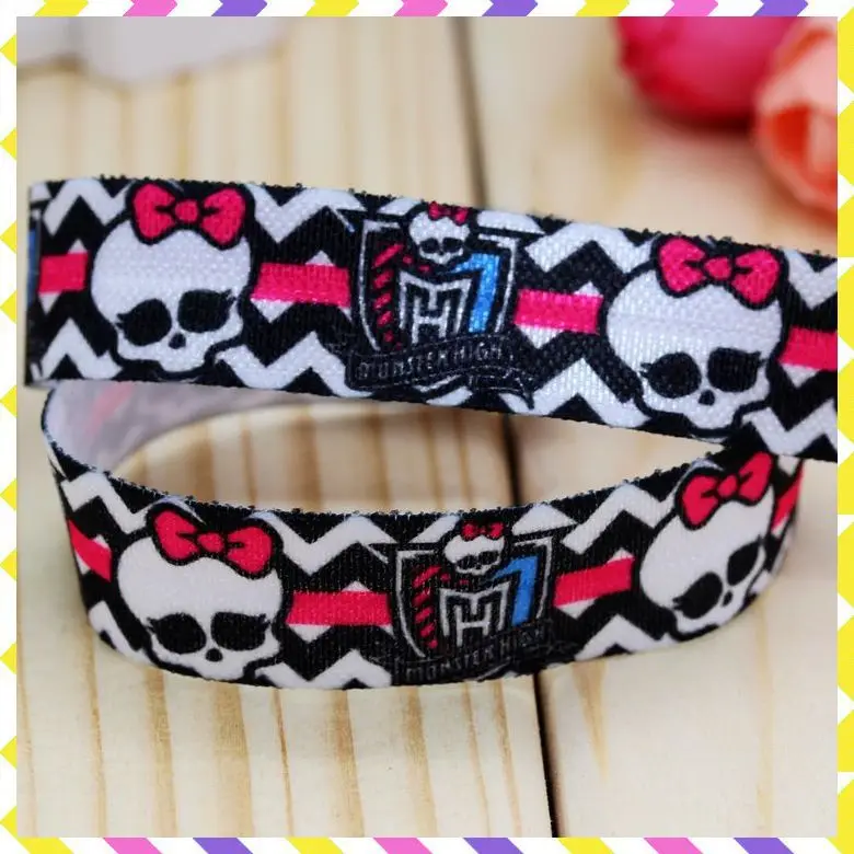 5/8'' Free shipping Fold Elastic FOE monster high printed headband hair band diy decoration wholesale OEM B387 | Дом и сад