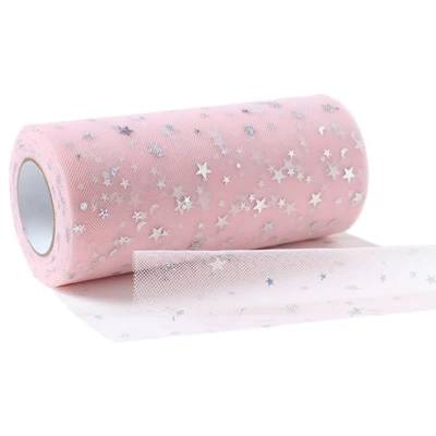 Light pink Блестящий серебряный рулон тюля с блестками 25 ярд 15 см катушка ткань свадебная отделка органзы лазер DIY ремесло день рождения поставки - Цвет: Light pink