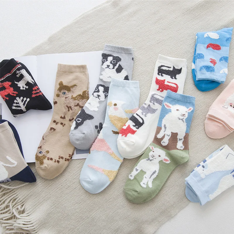 COCOTEKK Новый стиль Для женщин нечеткой носки мультфильм животных Мопс овец Носки