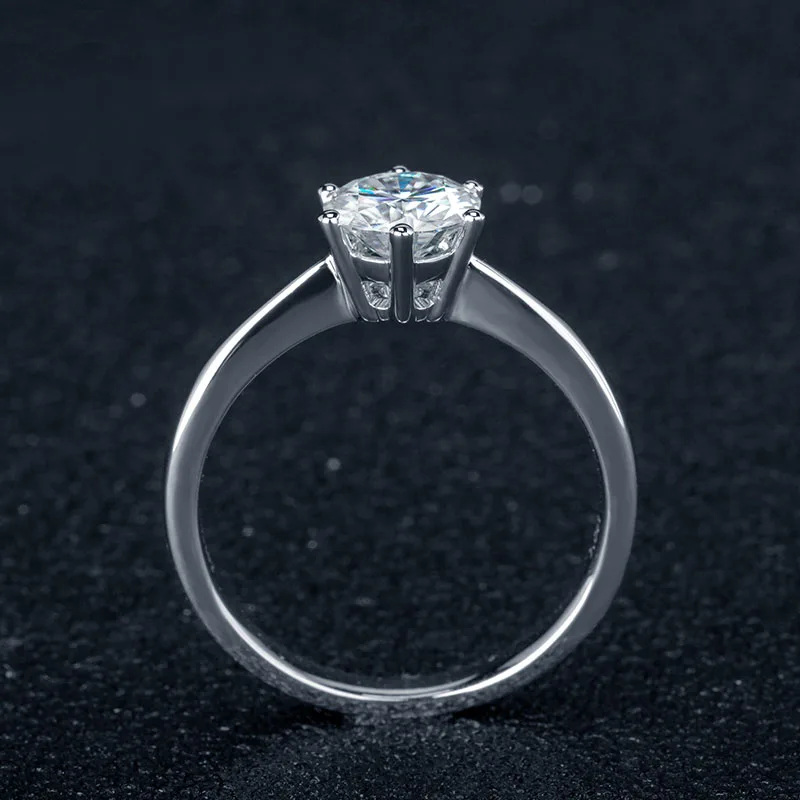 NiceGems 1ct Муассанит солитер обручальное кольцо 14K 585 Белое золото D цвет 6 5 мм шесть