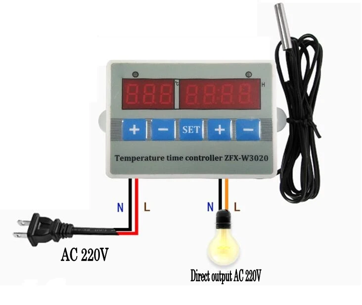 AC 220V AC 220 В 12 В 24 в цифровой светодиодный 2 в 1 таймер синхронизации контроль температуры Лер термостат контроль переключатель - Цвет: AC 220V
