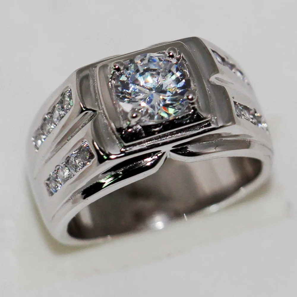 Кольцо мужское диаметром 7 мм из серебра с фианитом | Украшения и аксессуары