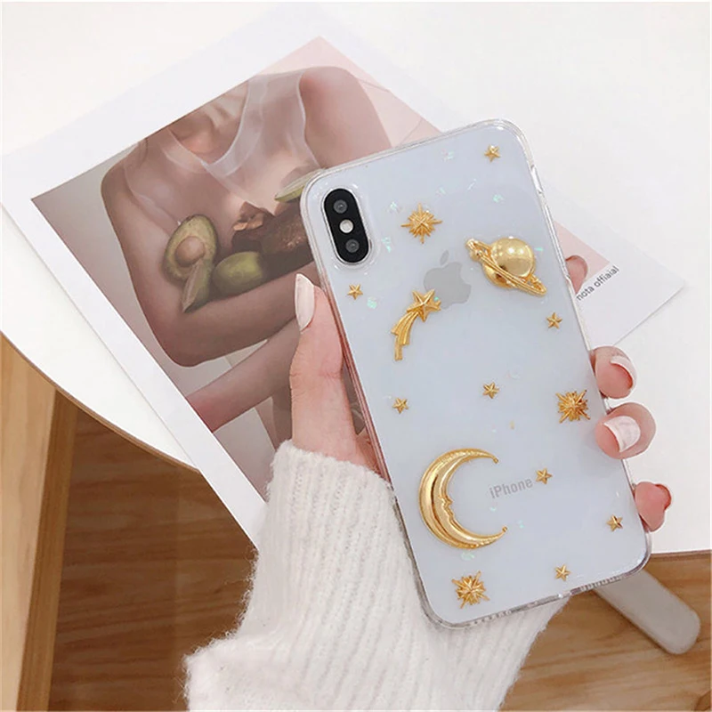 Чехол для телефона блестящая космическая планета звезда Coqu iPhone XR XS MAX мягкий