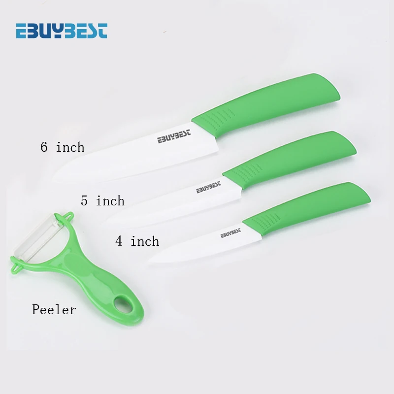 Green 4 5 6 Zirconia Ceramic Knives Set Knives Set 3 4 5 6 inch+ Peeler Multi-color Handle Paring Slicing Chef Knife Kitchen Cooking Tools - Цвет: Green 4 5 6