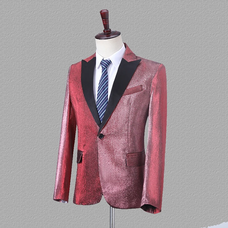 PYJTRL новые мужские изменить цвет Синий Золотой Фиолетовый Красный Slim Fit Блейзер Свадебные жениха выпускного вечера вечерние костюмы певцов