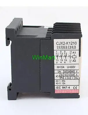 CJX2-K1210 AC Контактор 220V Катушка 3-полюсная Фаза 3 P + 1 без переключателя Ith 25A Ui 690V |