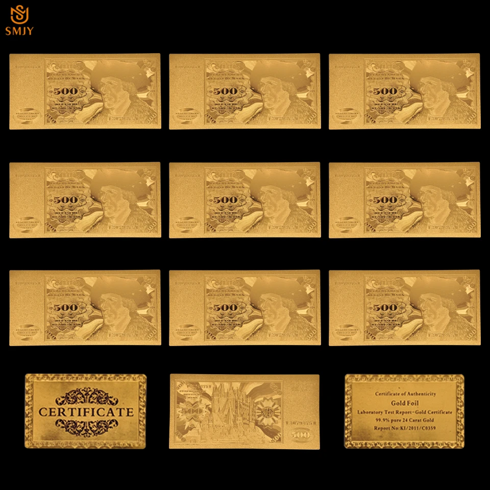10 шт. коллекция бумага для денег 500 Mark Gold Money поддельная банкнот и подарок