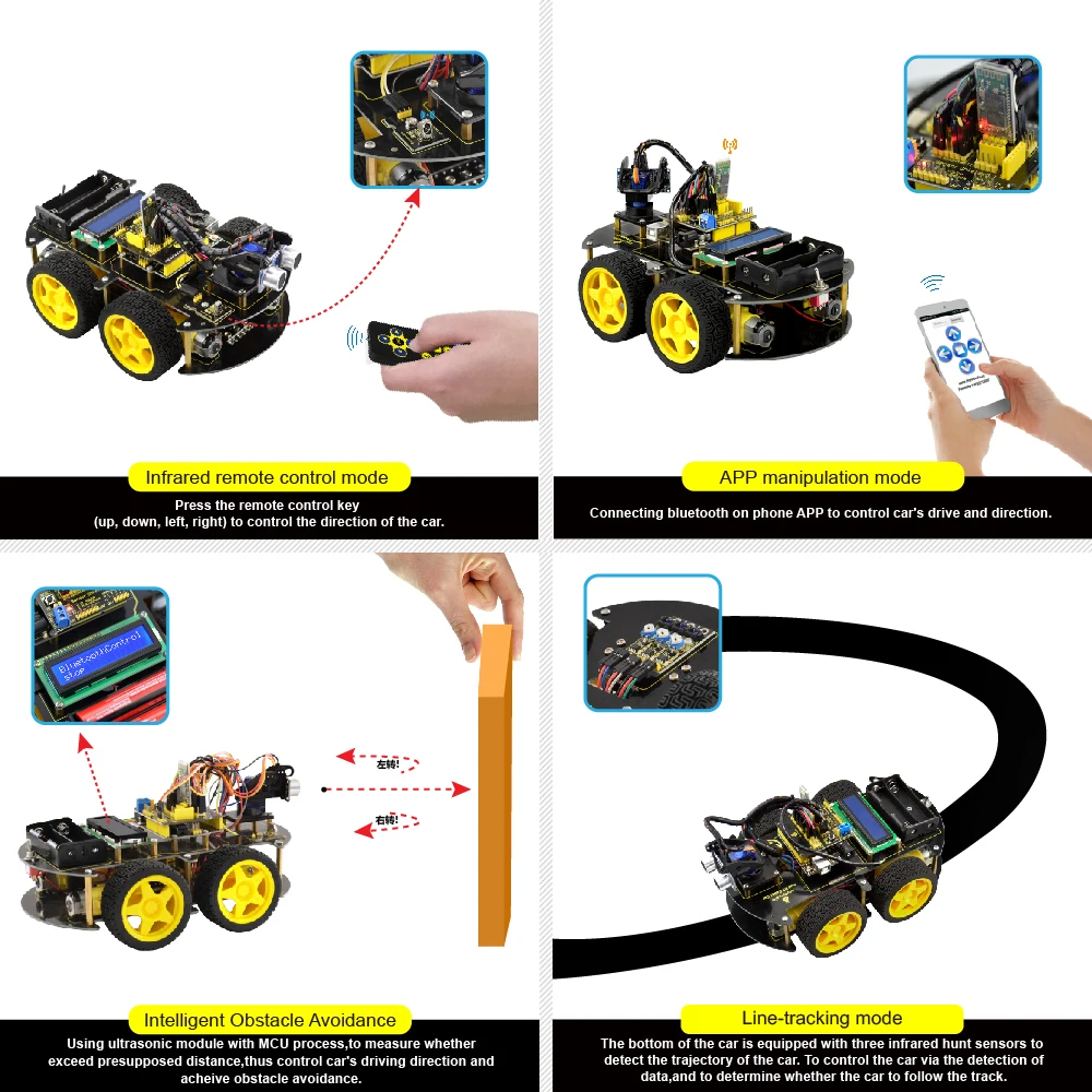 Keyestudio 4WD Bluetooth Многофункциональный DIY робот автомобиль для Arduino робот обучения Программирование+ Руководство пользователя+ PDF(онлайн)+ видео