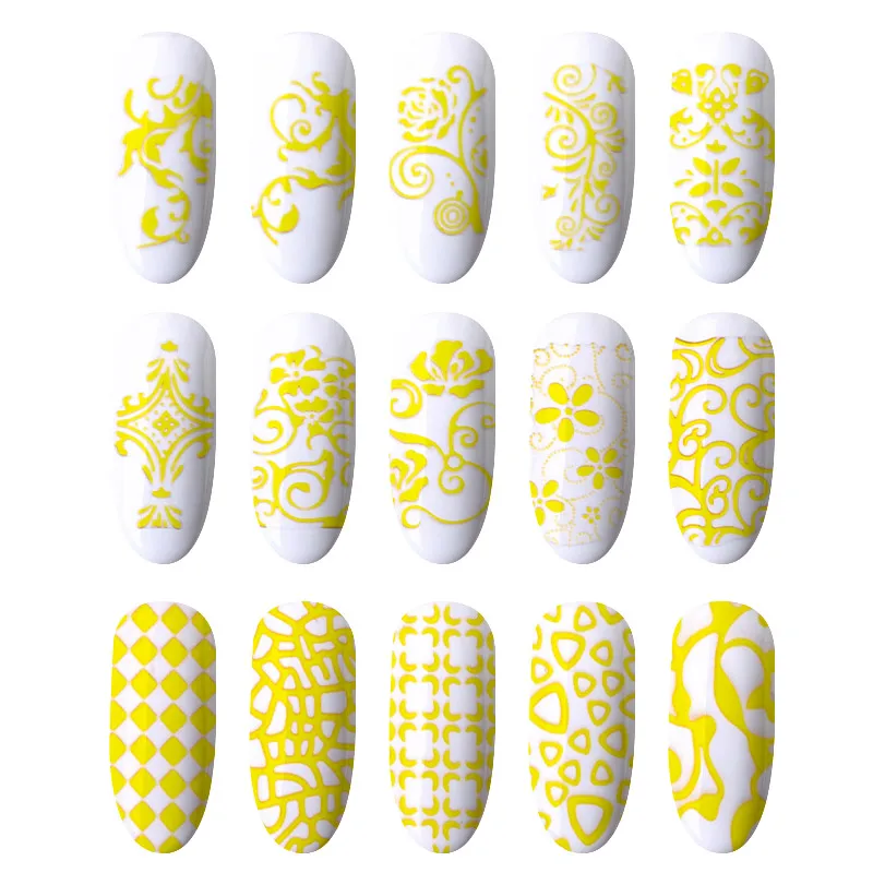 108 шт./простыни золото стикеры 3D на ногти Nail Art Переводные картинки металлические