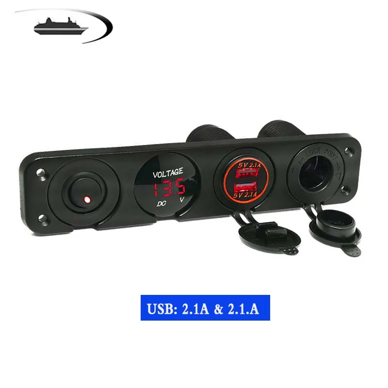 Product B Red Автомобильный переключатель для лодки 12 В двойной USB разъем зарядное устройство светодиодный цифровой вольтметр тумблер панель для автомобиля лодка морской RV грузовик Camper - Цвет: Product B Red
