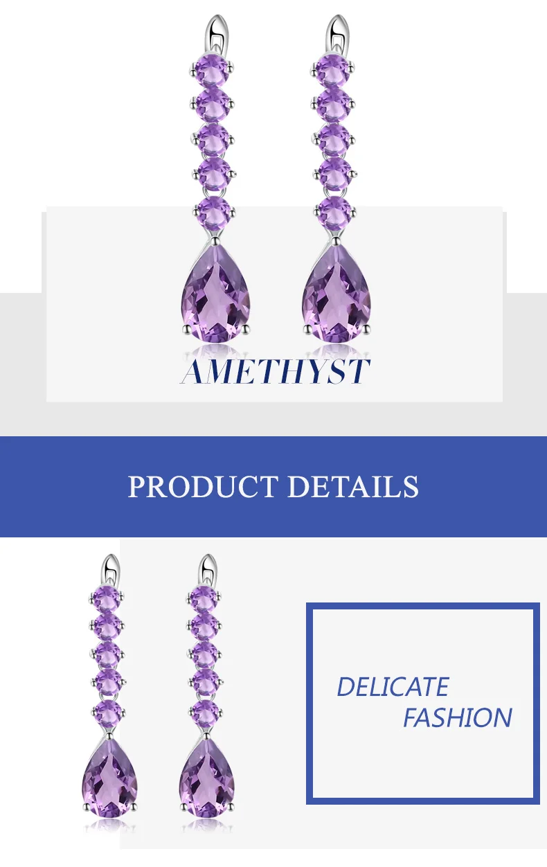 Gem's Ballet 8.91Ct, натуральный аметист, Винтажные серьги, 925 пробы, серебро, драгоценный камень, висячие серьги для женщин, свадебное ювелирное изделие
