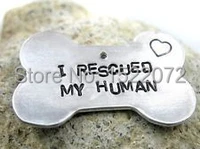 the most popular hand stamped dog tag i rescued my human best selling cheap pet id tags fh890160