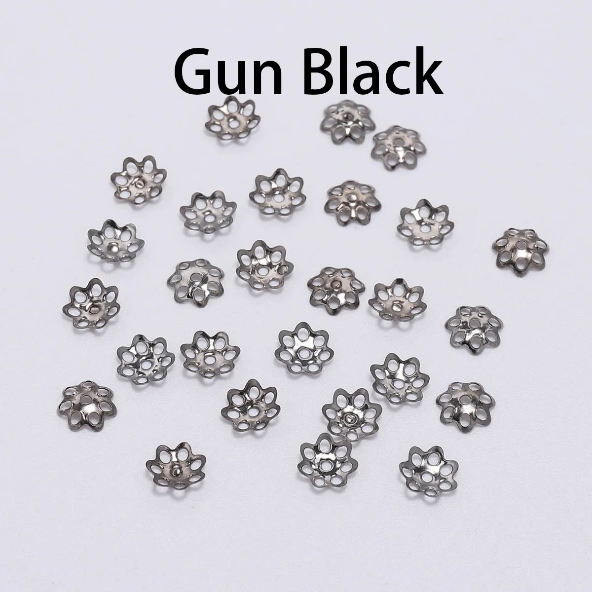 GunBlack 600 шт./лот, 6 мм, полый цветок, металлическая филигрань, Рассыпчатая бусина, конусная Концевая филигрань, филигрань для самостоятельного изготовления ювелирных изделий - Цвет: GunBlack
