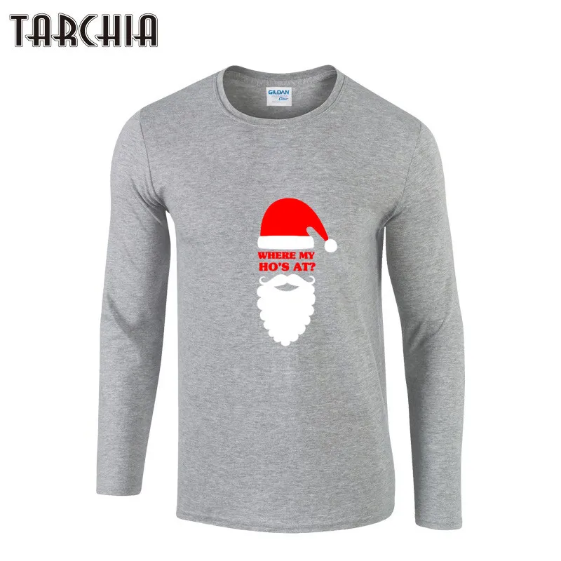 

TARCHIA Fashion Brand Men Clothes Santa Claus Print Long Sleeve Slim Fit T Shirt Men Cotton T-Shirt Casual T Shirt Homme