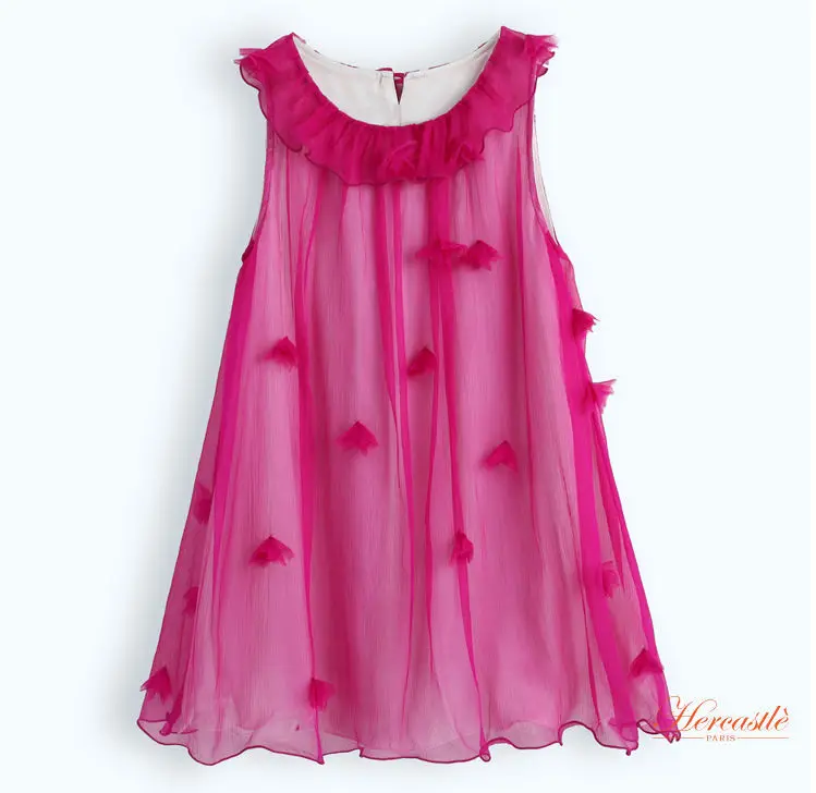 2015 New Children Baby Clothes Toddler Girl's Princess Beach Chiffon Dress Trend Stores Sleeveless Purple | Детская одежда и