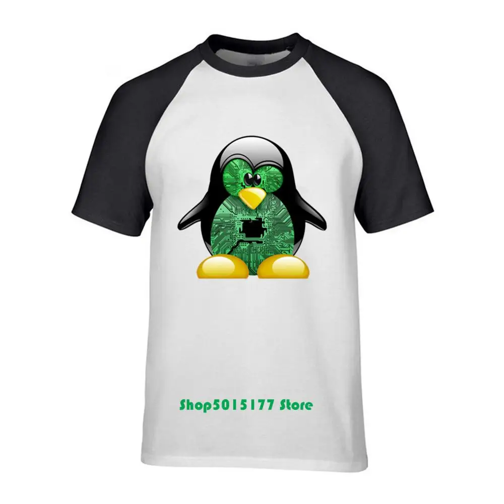 Забавная аниме Пингвин Linux Jokerman Футболка мужская Tux с коротким рукавом-рубашка