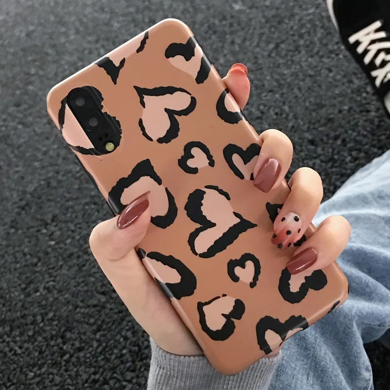 For huawei P20 love heart leopard Case sooth skin Soft back phone Cover for Huawei pro nove2S nova3 3i honor10 9 mate20 |