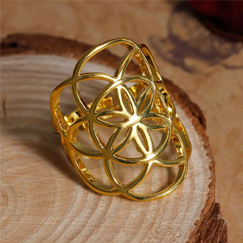 DoreenBeads, новая мода, медные Регулируемые кольца, золотой цвет, полые, резные, 17,1 мм(размер США 6,75), 1 шт - Цвет основного камня: gold plated