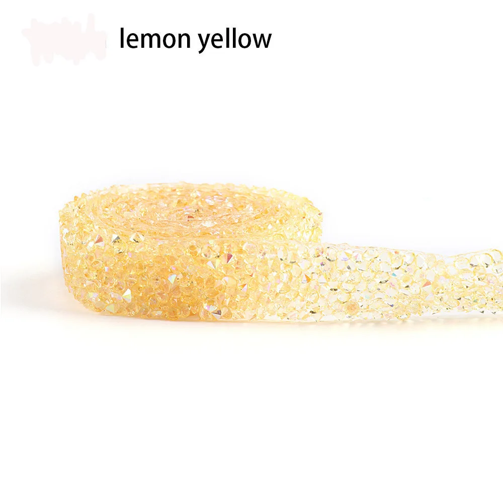 lemon yellow 1 ярд Стразы горячего крепления отделка красочная Смола сетка исправление страз кристалл окантовка аппликация для украшения свадебного платья - Цвет: lemon yellow