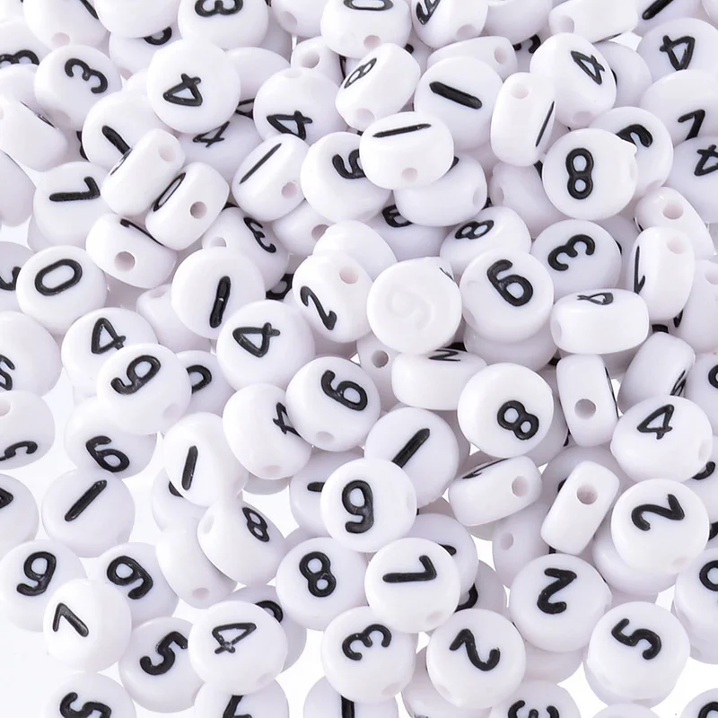 LASPERAL 500 Случайных Смешанных белых акриловых бусин с цифрами 7 мм для